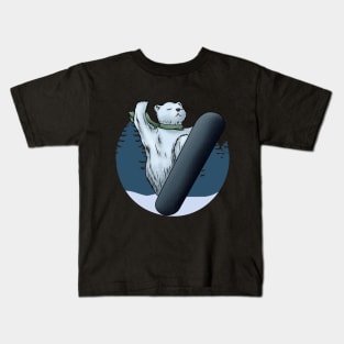 Funny polar bear as a snowboarder Kids T-Shirt